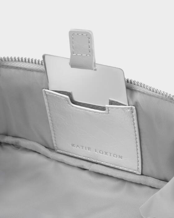 Fold-Out Mirror Makeup Bag Silver- Katie Loxton