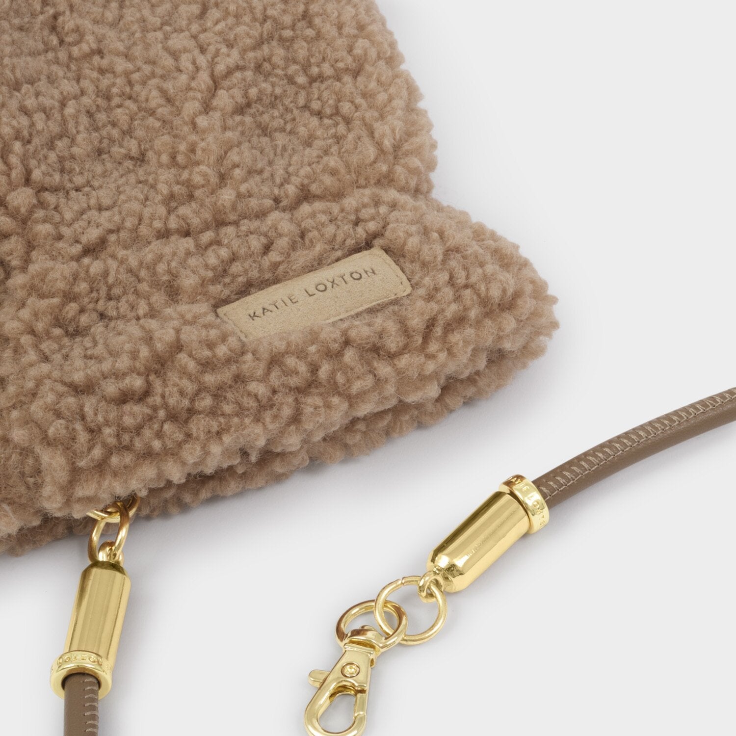 Tan Teddy Mittens on String - Katie Loxton