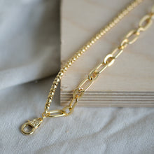 Gold Chain & Link Double Layered Necklace