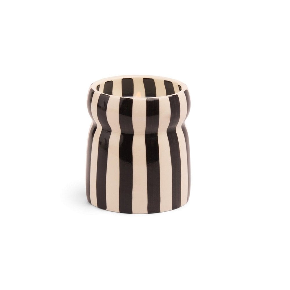 Cabana Black Striped Lava Stone Candle