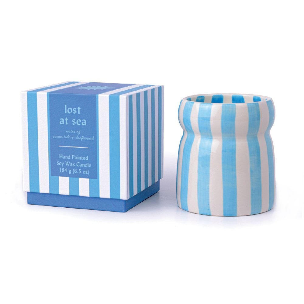 Cabana Blue Striped Lost at Sea Candle