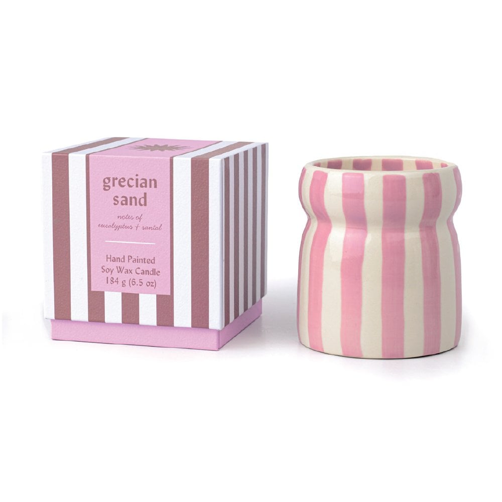 Cabana Lavender Striped Grecian Sand Candle