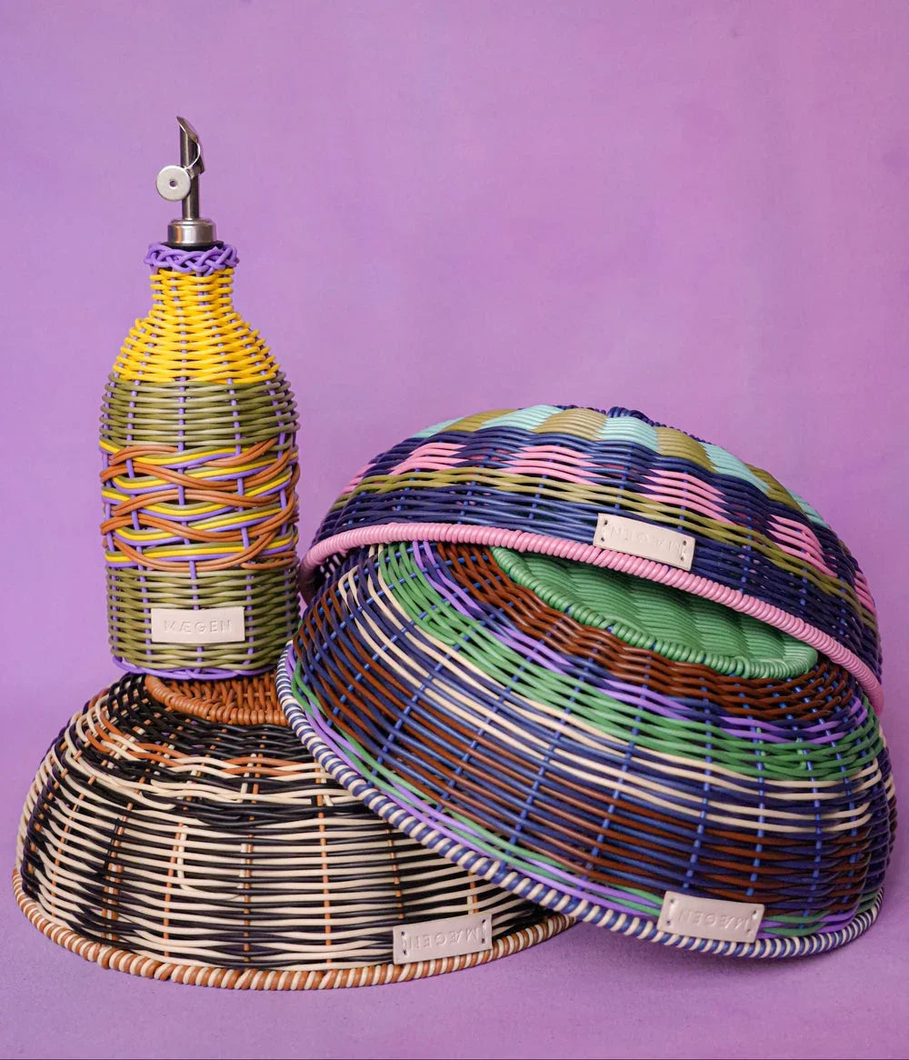 Woven Oil Pourer Yellow & Lilac