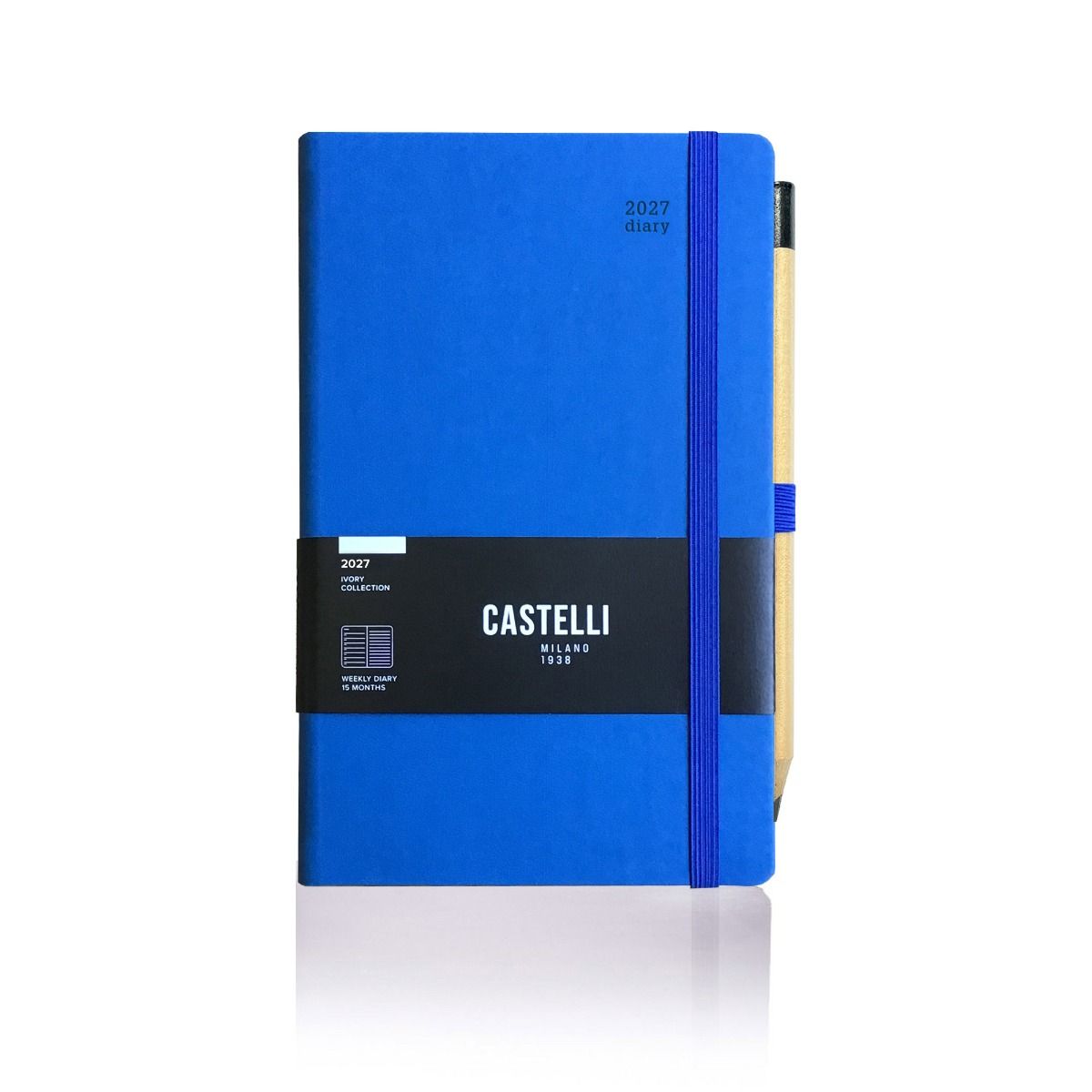 Castelli - Tucson Ivory Medium Weekly Diary 15 Months - French Blue