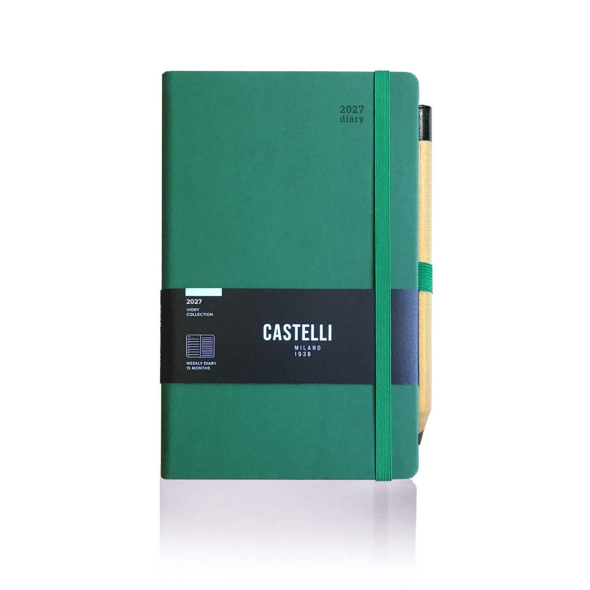 Castelli - Tucson Ivory Medium Weekly Diary 15 Months - Forest Green