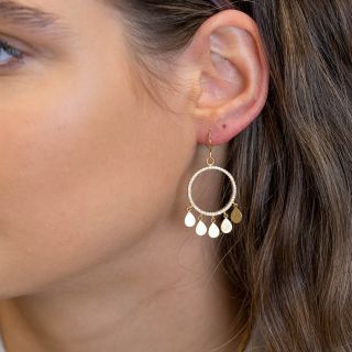 Golden Crystal insert Hoop & Multi Teardrop Earrings