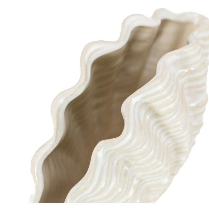 Clam Vase Small Reactive White