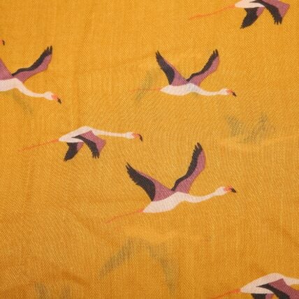 Miss Sparrow - Flying Flamingos Scarf Mustard