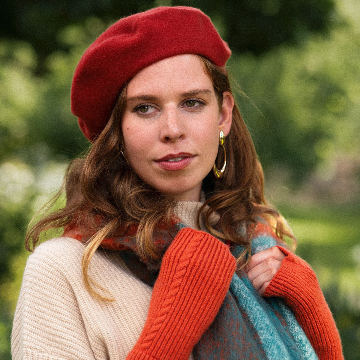 Fleur Wool Beret - Terracotta