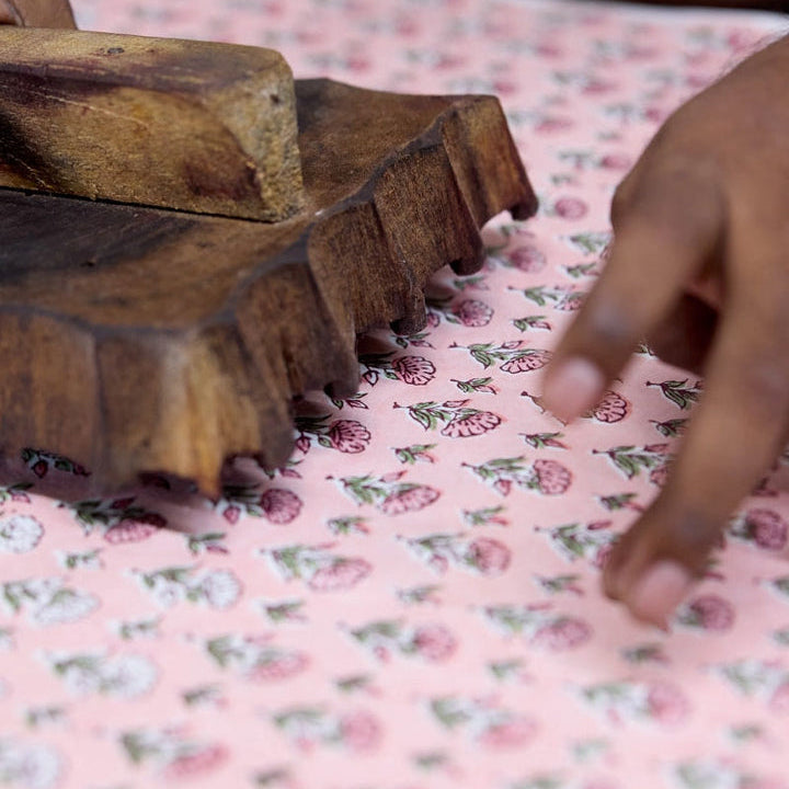 Paper Mirchi - Block Printed Waste Paper Basket - Ditsy Floral Blush