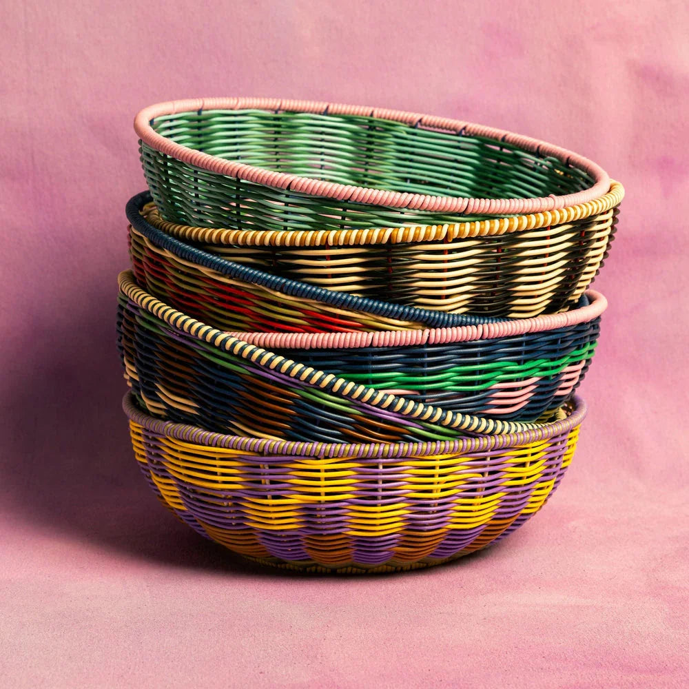Woven Bowl Black Cream