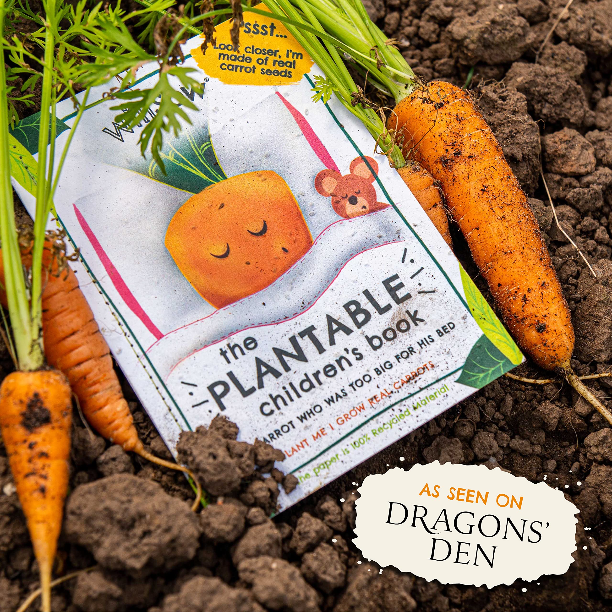 Plantable Seed Book - The Carrot Who Was Too Big For His Bed