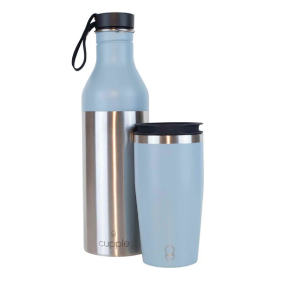 Cupple Arctic Blue Metal Bottle & Carry Cup Combo