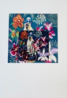 Greetings Cards & Coasters by Artists Gifts - Sultan Monkey with Orchids