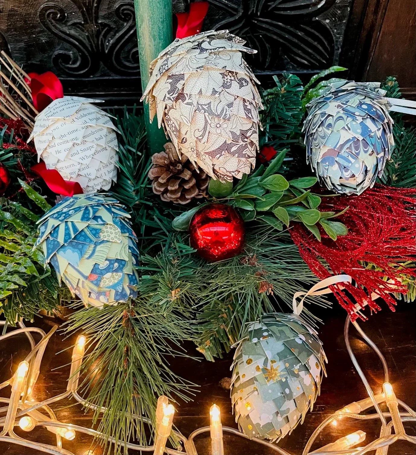 Handcrafted Paper Pinecone Christmas Tree Decoration Box - Harry Potter