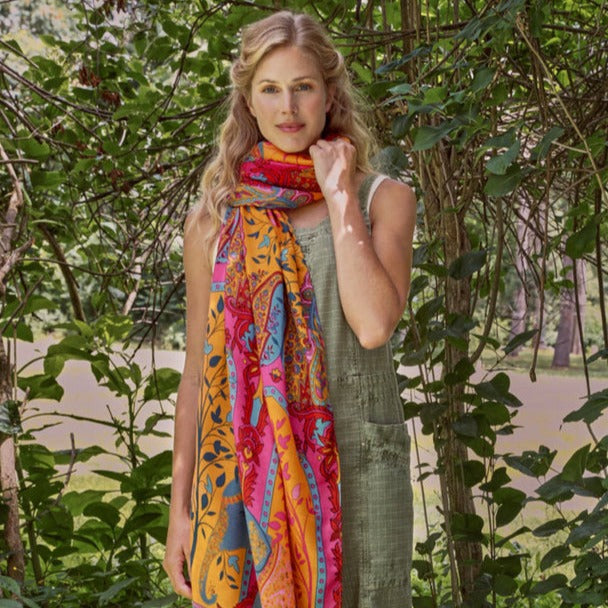 Powder - Printed Regal Elephant Scarf - Fuchsia
