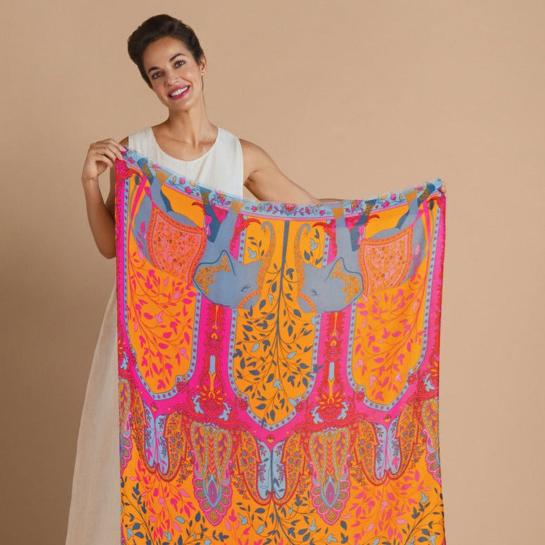 Powder - Printed Regal Elephant Scarf - Fuchsia